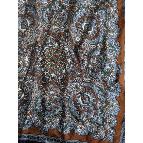 Vintage scarf by Dorce brown blue 22x23.5 in - Picture 8 of 9